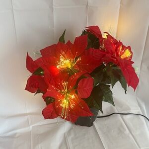 Festive Red Poinsettia with Lights